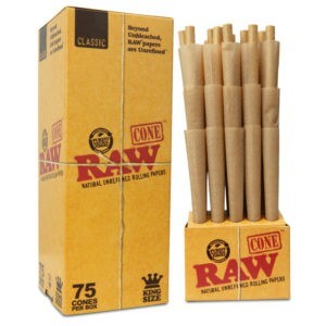 RAW Classic 1 1/4 Size Pre Rolled Cones (75/Box)
