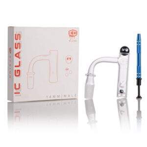 IC Quartz -   BERING  | 14mm Male 90° Quartz Banger with Carb Cap and Terp Balls