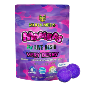 Muha Meds Mambas Live Resin Gummies 3000mg 10ct {Indica, Very Berry}