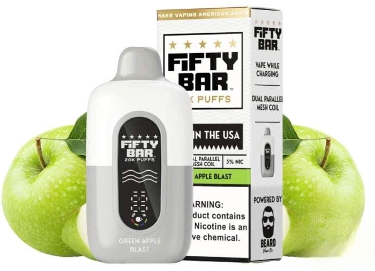Fifty Bar Disposable Vape | 20K Puffs {Green Apple Blast}