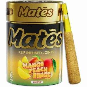 Muha Meds Mates Kief Infused Prerolls - 3 Grams - 5 Counts Per Jar {Hybrid,Mango Peach Ring}