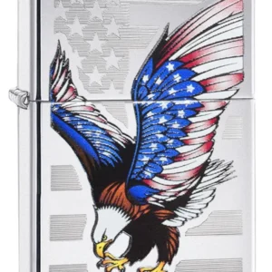 Zippo Flag Design Eagle High Polish Chrome