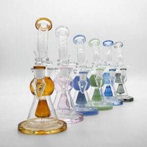 WaterPipe 9.5" 5mm Thick Colored Cone Perc Bent Neck