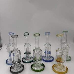 Waterpipe Bent Neck Banger Hanger 8" 5mm Thick Honeycomb Perc