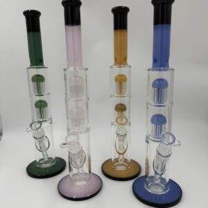 Waterpipe 15.5" 6mm Thick Straight Tube with double Palm Tree Perc