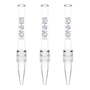 White Rhino Quartz V2 Dab Straw with Silicone Cap