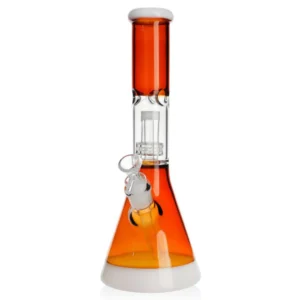 WaterPipe 12" 5mm Thick Beaker Matrix Perc And Ice Catcher Amber