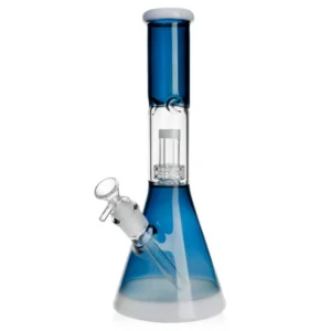WaterPipe 12" 5mm Thick Beaker Matrix Perc And Ice Catcher Blue