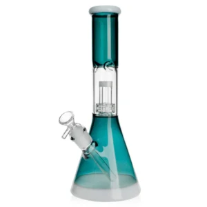 WaterPipe 12" 5mm Thick Beaker Matrix Perc And Ice Catcher Teal
