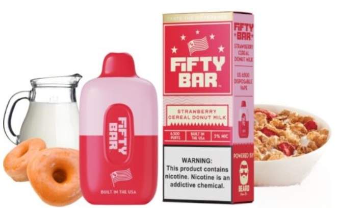 Fifty Bar Disposable Vape | 20K Puffs {Strawberry Cereal Dount Milk}