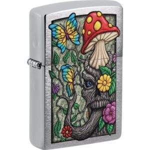 Zippo Lighter Brushed Chrome, Freaky Nature Design