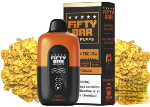 Fifty Bar Disposable Vape | 20K Puffs {Gold Tobacco}