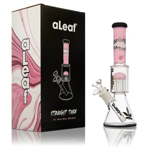 WaterPipe 10" Aleaf Wigwag Beaker Reversal Arm Perc Ice Catcher {Pink}