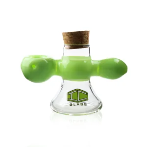 IC GLASS - Premium Design Hand Pipe With Built in Jar {Milky Green}