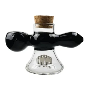 IC GLASS - Premium Design Hand Pipe With Built in Jar {Black}