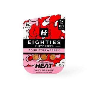 Straight Heat Eighties 7-Hydroxy Chewable Tablets Sour Strawberry 80mg Per Tablet 3 PK