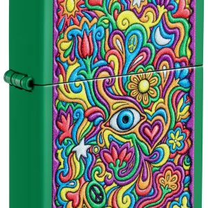 Zippo Lighter Trippy Design Green Matte