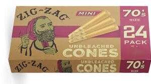 Zig Zag Unbleached Cones Mini 70's Size 24CT